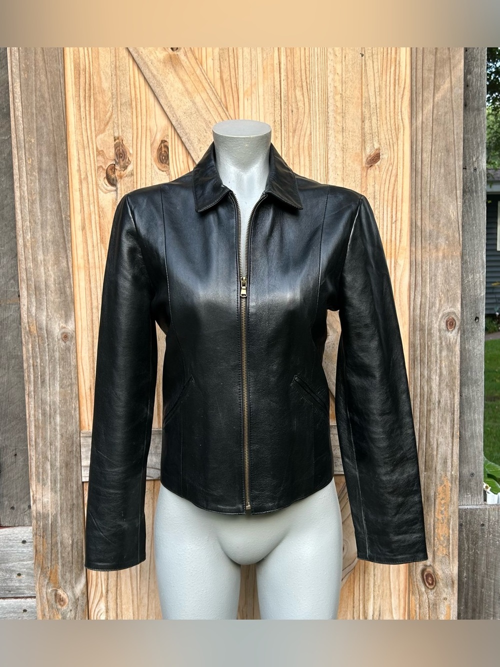 Vera Pelle Womens Black Italian Leather Biker Moto Jacket~10~